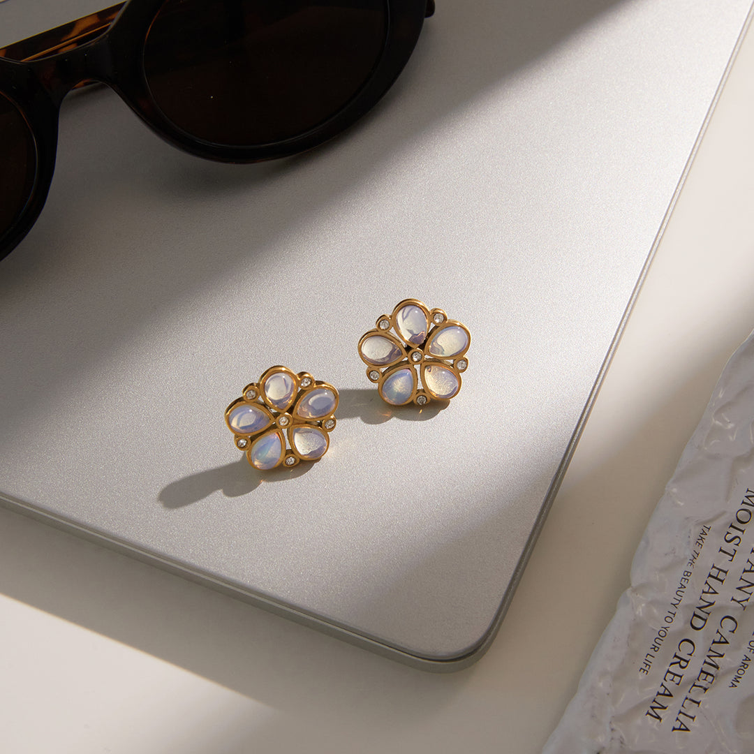 White Dahlia Earrings