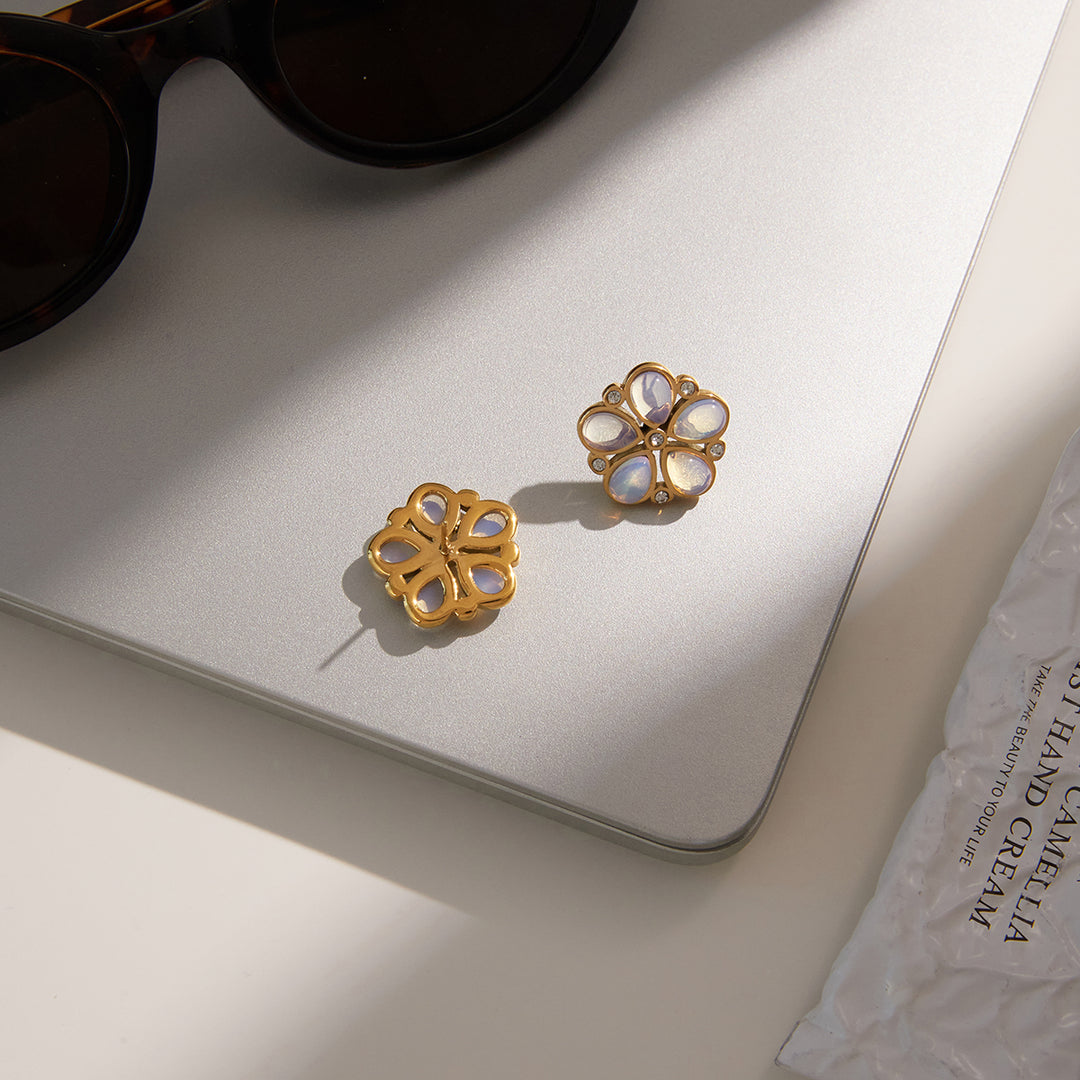 White Dahlia Earrings