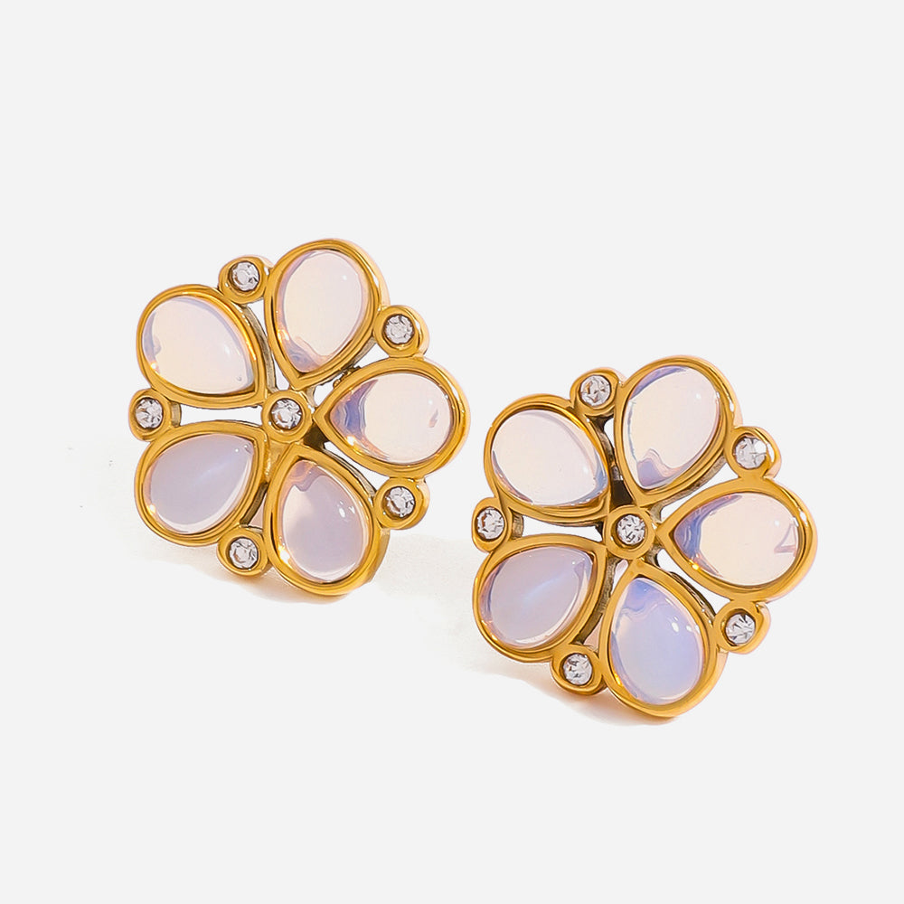 White Dahlia Earrings